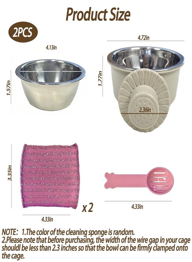 كاثسون أوعية طعام وماء للحيوانات الأليفة خفيفة الوزن من الفولاذ المقاوم للصدأ من كاثسون، وعاء قابل للإزالة للكلاب، وعاء معلق لتغذية الطعام والماء للحيوانات الأليفة، كوب قفص للجراء والقطط والأرانب والنموس والطيور وخنازير غينيا (قطعتان) - Image 4